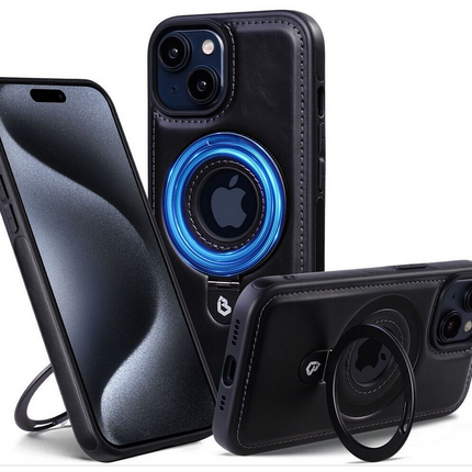 Galaxy S23 Plus Premium PU Leather Magsafe Stand Case