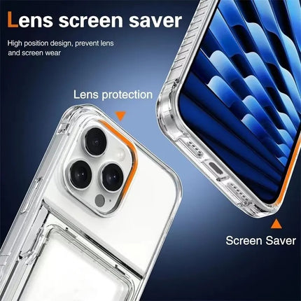 Clear Flipping Card Slot Case for iPhone 11/12/13/14/15 - Row