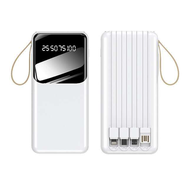 10000mAh Portable Power Bank with Built-In Cables and LED Lights (12 Months Warranty)