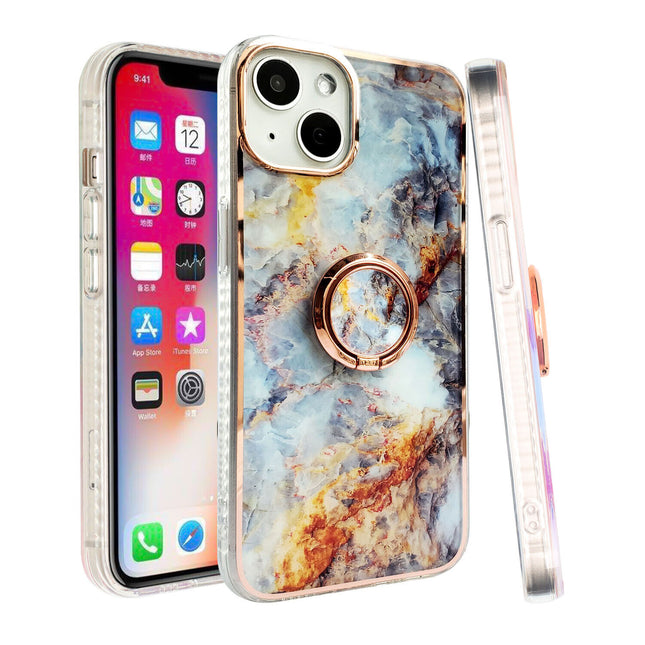 iPhone 14 TPU Marble Design Ring Case