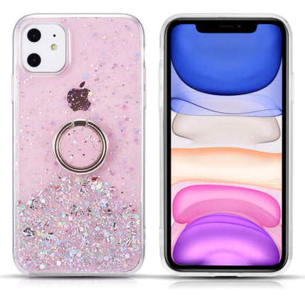 Star Ring Case, Glitter Sequin Clear Back Cover with 360° Rotation Ring Holder Kickstand,Soft TPU Bumper Slim Transparent Sequin Back Case for Samsung A-Series