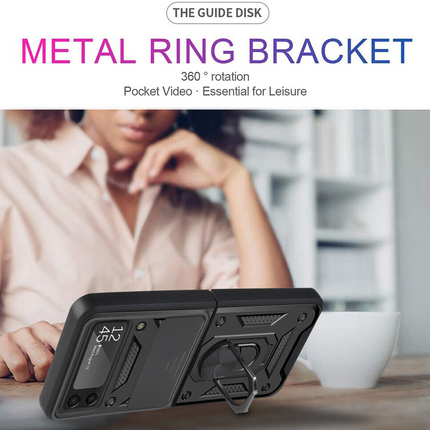 Shockproof Hard Case+Ring Holder, Magnetic Car Mount for Z Flip