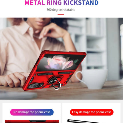 Shockproof Hard Case+Ring Holder, Magnetic Car Mount for Samsung Z Fold