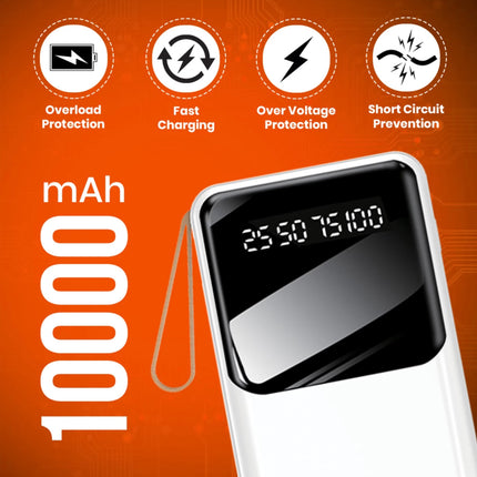 10000mAh Portable Power Bank with Built-In Cables and LED Lights (12 Months Warranty)