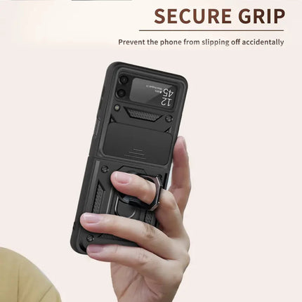 Shockproof Hard Case+Ring Holder, Magnetic Car Mount for Z Flip