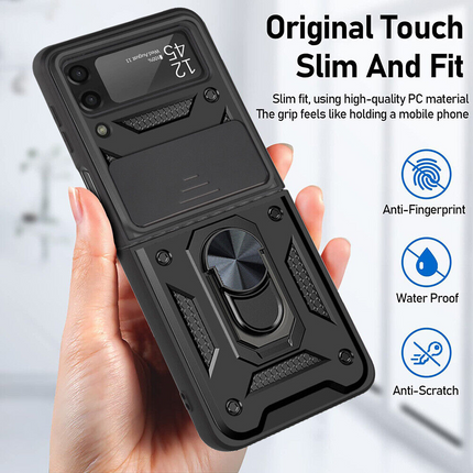 Shockproof Hard Case+Ring Holder, Magnetic Car Mount for Z Flip