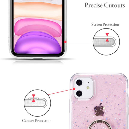 Star Ring Case, Glitter Sequin Clear Back Cover with 360° Rotation Ring Holder Kickstand,Soft TPU Bumper Slim Transparent Sequin Back Case for Samsung A-Series