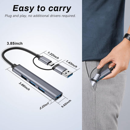 3 x Multi USB-C & 1 x USB 3.0 (5 Gbps) Ultra Fast Hub with 2-In-1 Connectors (A+C) 10 Times Faster than USB 2.0 (12 Months Warranty)