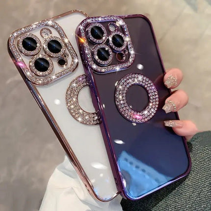 Bling Glitter Rhinestones Diamond Clear Case for iPhone 11/12/13/14/15 - Row