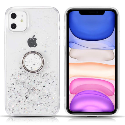 Star Ring Case, Glitter Sequin Clear Back Cover with 360° Rotation Ring Holder Kickstand,Soft TPU Bumper Slim Transparent Sequin Back Case for Samsung A-Series
