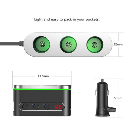 120W In-Car Charger with 3 x Cigarette Lighter Sockets + USB-A & USB-C Ports (12 Months Warranty)
