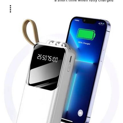 10000mAh Portable Power Bank with Built-In Cables and LED Lights (12 Months Warranty)