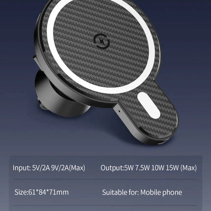 15W Wireless Charger In-Car Holder Dashboard/Air Vent (12 Months Warranty)