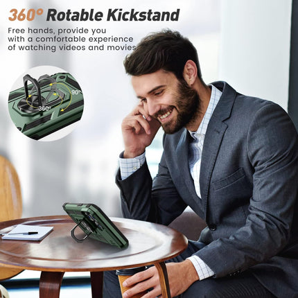 Slide Camera with Ring Stand, Heavy Duty Military Grade Shockproof Rugged Case for iPhone 11/12/13/14/15 - Row