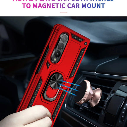 Shockproof Hard Case+Ring Holder, Magnetic Car Mount for Samsung Z Fold