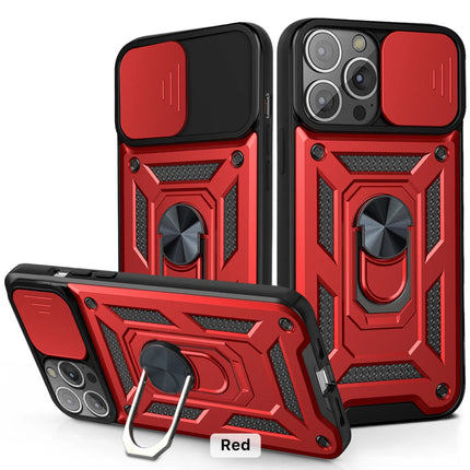 Slide Camera with Ring Stand, Heavy Duty Military Grade Shockproof Rugged Case for iPhone 11/12/13/14/15 - Row