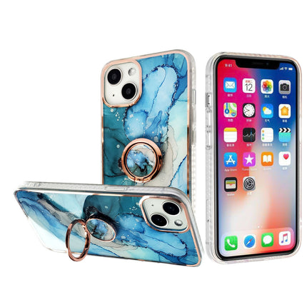 iPhone 14 Plus TPU Marble Design Ring Case