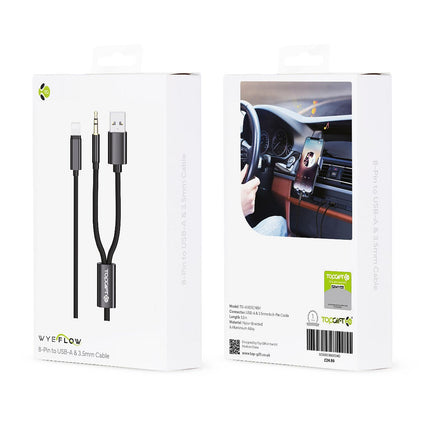 WYEFLOW Lightning to USB-A & 3.5mm Aux Cable