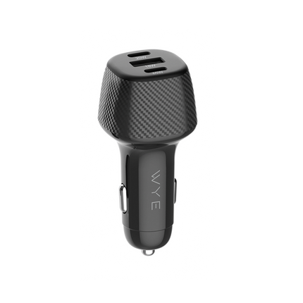 103W Fiber Carbon Design In-Car Charger with USB-A and Dual USB-C Ports