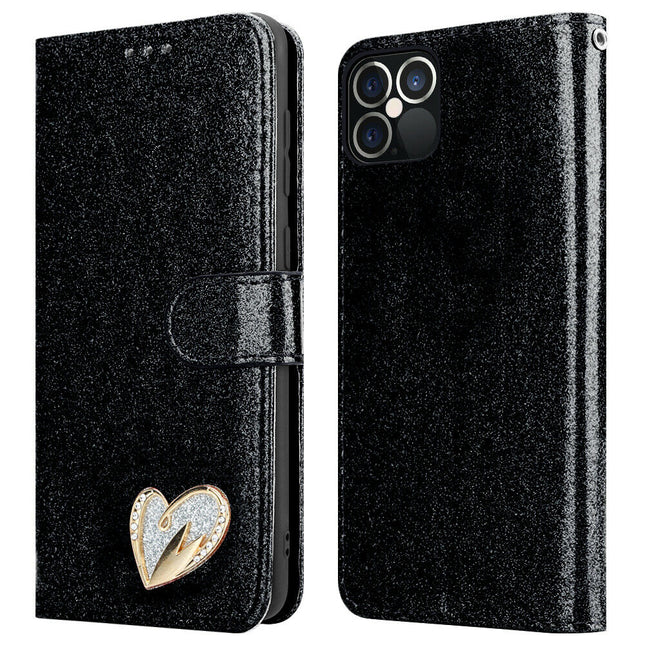 iPhone 11 Pro Max Wallet Heart Shiny Case