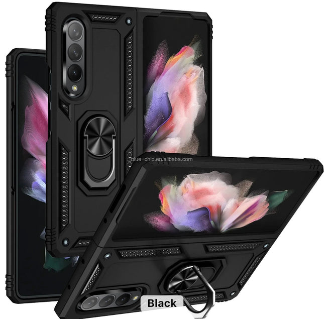Shockproof Hard Case+Ring Holder, Magnetic Car Mount for Samsung Z Fold