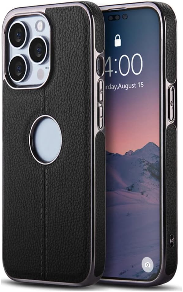 iPhone 15 PU Leather Case with Metal Edges