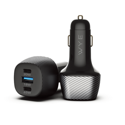 103W Fiber Carbon Design In-Car Charger with USB-A and Dual USB-C Ports