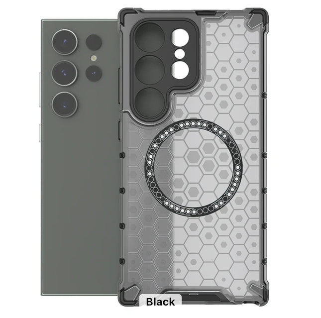 Shockproof Magnetic Ring Phone Case with Honeycomb for Samsung