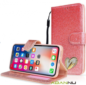 Galaxy S23 Wallet Heart Shiny Case