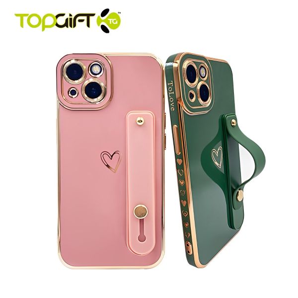 iPhone 15 Heart Embrace TPU Back Stand Case