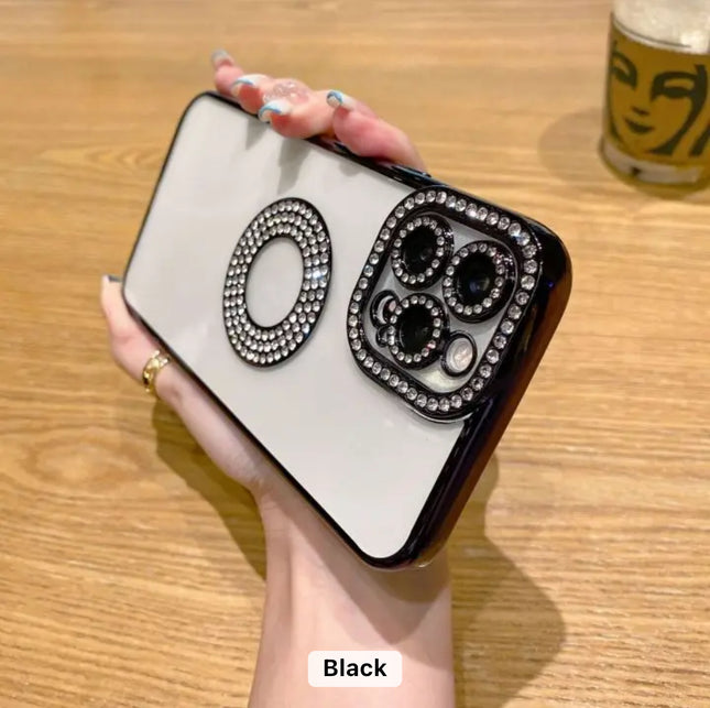 Bling Glitter Rhinestones Diamond Clear Case for iPhone 11/12/13/14/15 - Row