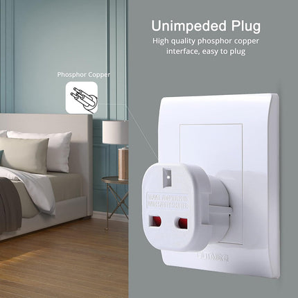 UK 3-PIN to Europe 2-Pin Travel Adaptor (12 Months Warranty)