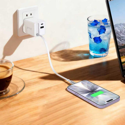 65W USB-C & USB-A Power Adapter with Retractable Cable