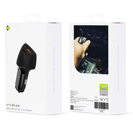 WYEFLUX 38W USB-A & C QC. In Car Charger