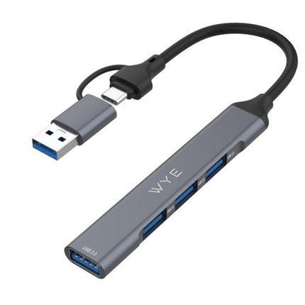 WYEFLOW 3.0 (5 Gbps) Ultra Slim Multi USB Hub with 2-In-1 Connectors (A+C) 10 Times Faster than USB 2.0
