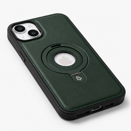 iPhone 15 Plus Premium PU Leather Magsafe Stand Case