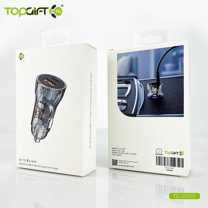 WYEFLUX Dual Port USB-C See-Through Car Charger