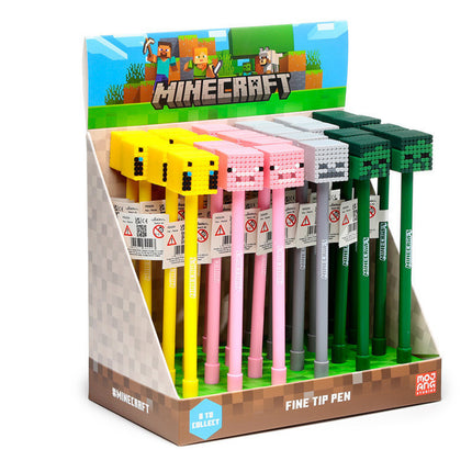Minecraft Fine Tip Pen with Silicone Topper (Pig/Bee/Zombie/Skeleton) Pack of 24
