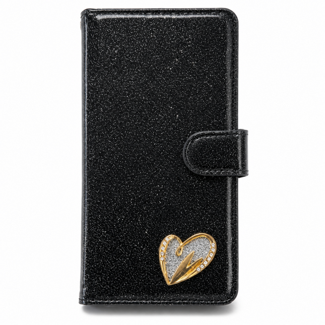 iPhone 15 plus Wallet Heart Shiny Case
