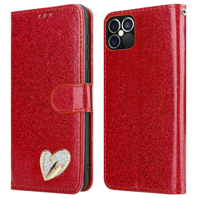 iPhone 11 Wallet Heart Shiny Case