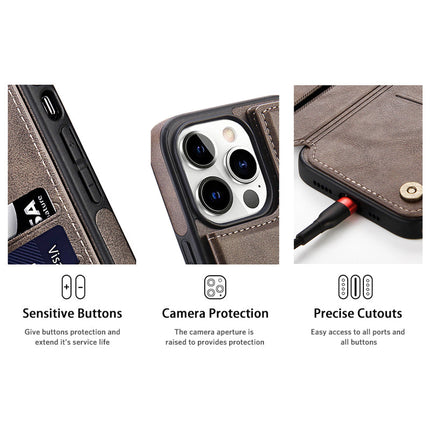 Back Leather Case with Stand for iPhone 11/12/13/14/15 - Row