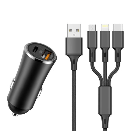 WYEFLUX 17W USB-A & USB-C In-Car Charger With 3-In-1 Cable