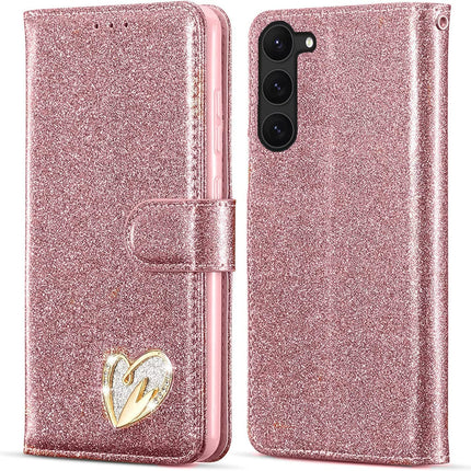 Galaxy S23 Wallet Heart Shiny Case