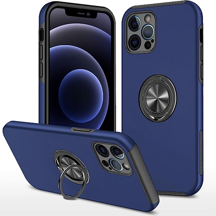 Magnetic Metal Finger Ring Holder with Camera Protection Glossy Anti-drop Hard Cover for iPhone 11/12/13/14/15 - Row