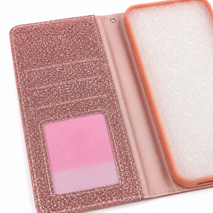iPhone 14 Pro Max Wallet Heart Shinny Case