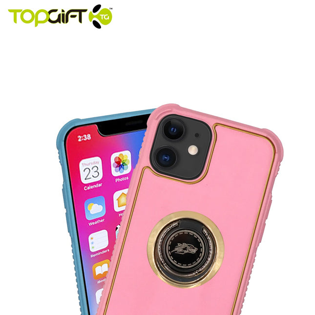 iPhone 14 Tech Ring With Golden Frame Back Case