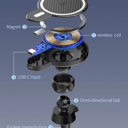 15W Wireless Charger In-Car Holder Dashboard/Air Vent (12 Months Warranty)