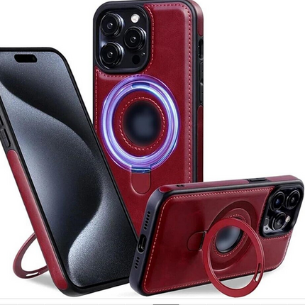 Galaxy S23 Plus Premium PU Leather Magsafe Stand Case