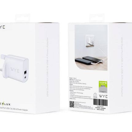 20W Dual Port USB-C & USB-A Power Adapter