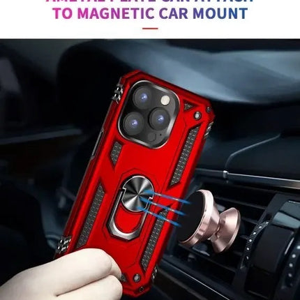 iPhones Shockproof Hard Case+Ring Holder, Magnetic Car Mount